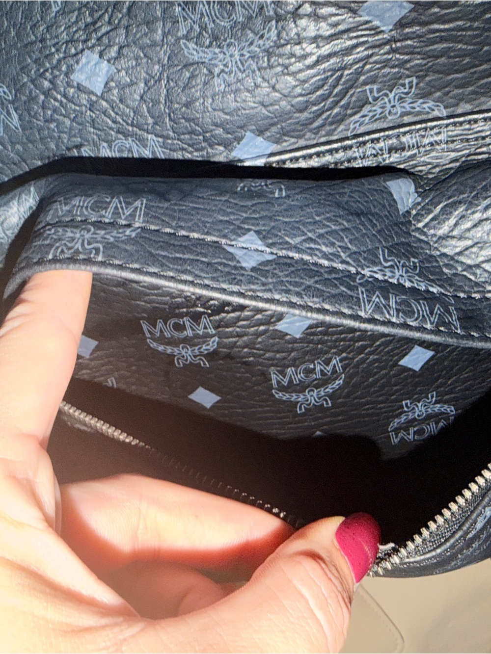MCM Black Leather Logo Studded Backpack - Picture 5 of 12